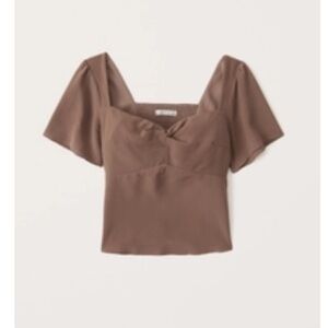 Women's
Twist-Front Flutter Sleeve Top pale brown